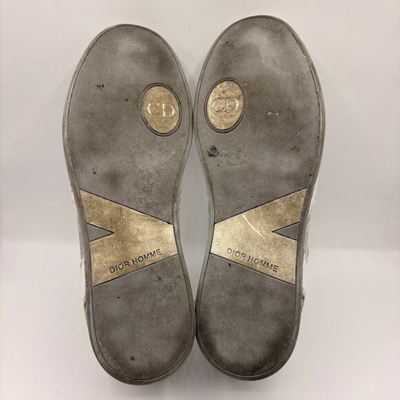 DIOR HOMME Metallic Low Top Sneakers Silver White Sz 42.5/US 9.5 $670 - Picture 13 of 15